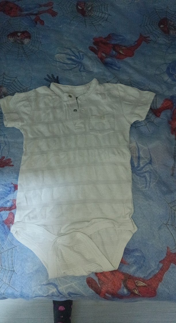 Düğmeli Beyaz Kısa Kollu Bebek Body - Görsel 2