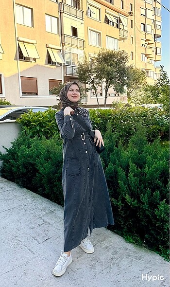 40 Beden gri Renk JEAN ELBİSE
