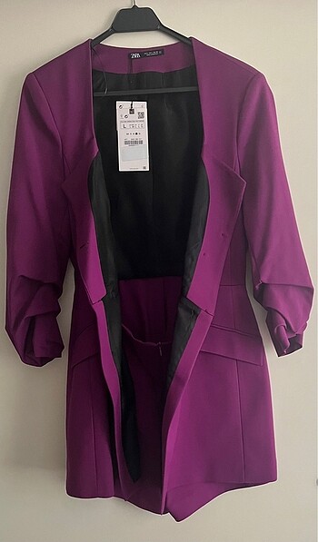 l Beden mor Renk ZARA L BEDEN ETİKETLİ BLAZER ELBİSE