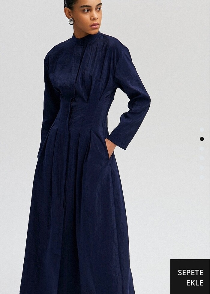 Touche lacivert elbise - Görsel 4