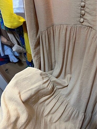 Bej yazlık elbise - Görsel 3