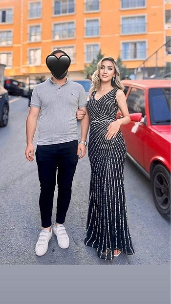 Siyah taşlı abiye