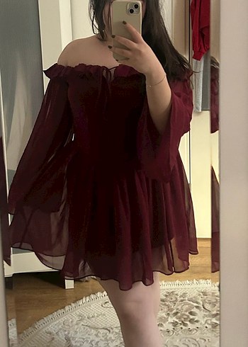 42 Beden Bordo Fırfırlı Bohem