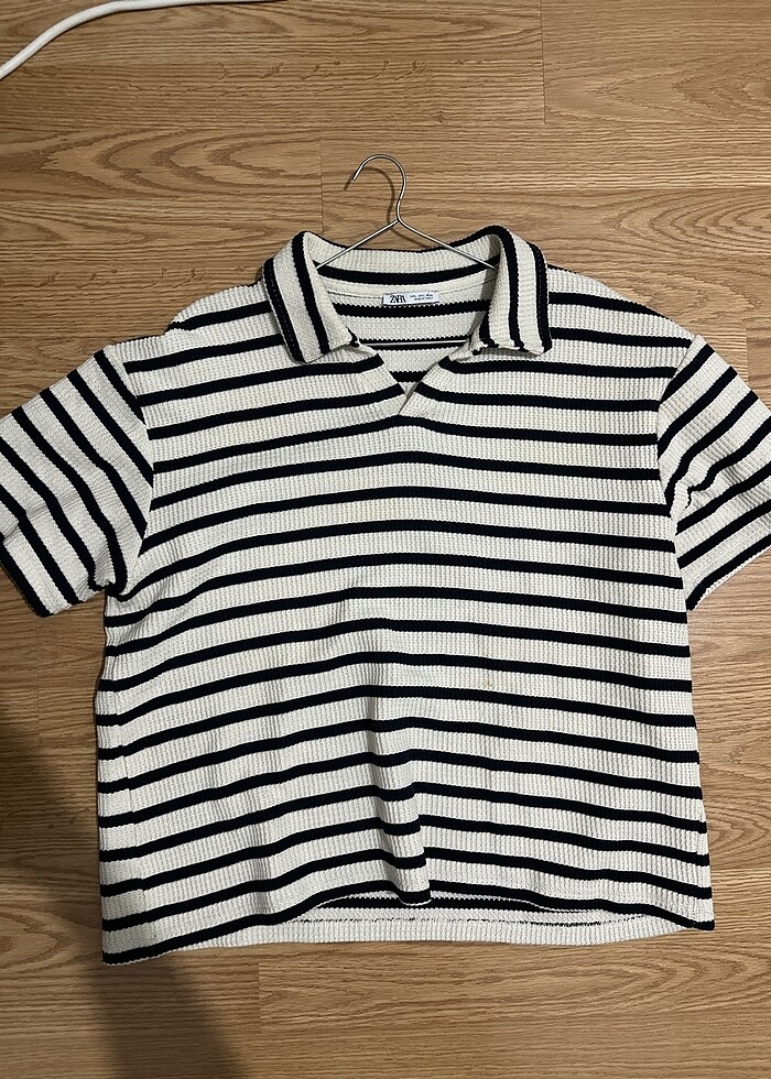ZARA Çizgili Polo Yaka - Görsel 1