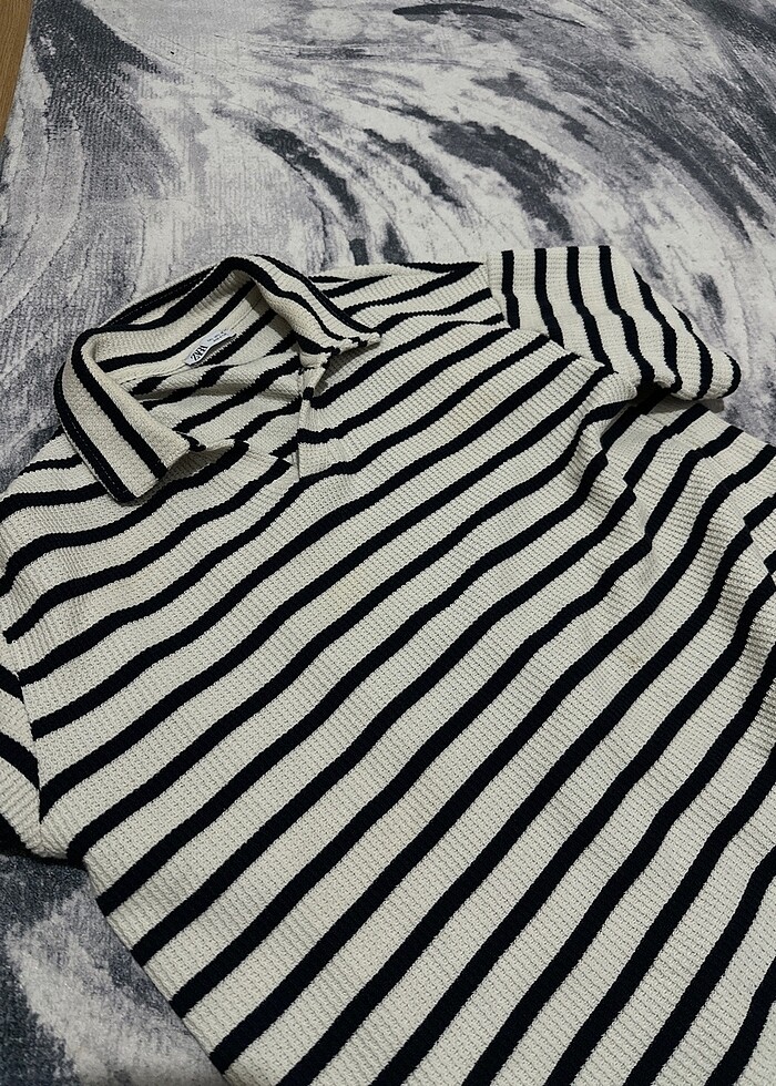 ZARA Çizgili Polo Yaka - Görsel 4