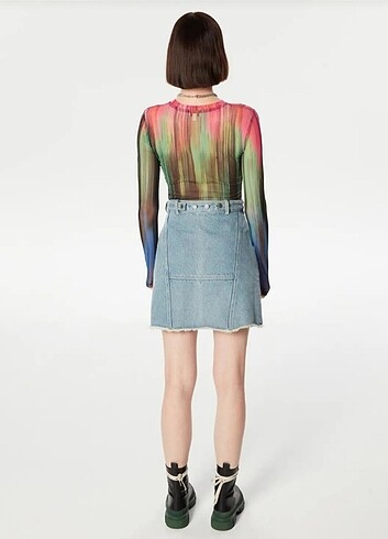 36 Beden mavi Renk Twist denim etek