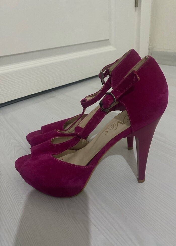 Topuklu süet pembe - Görsel 3