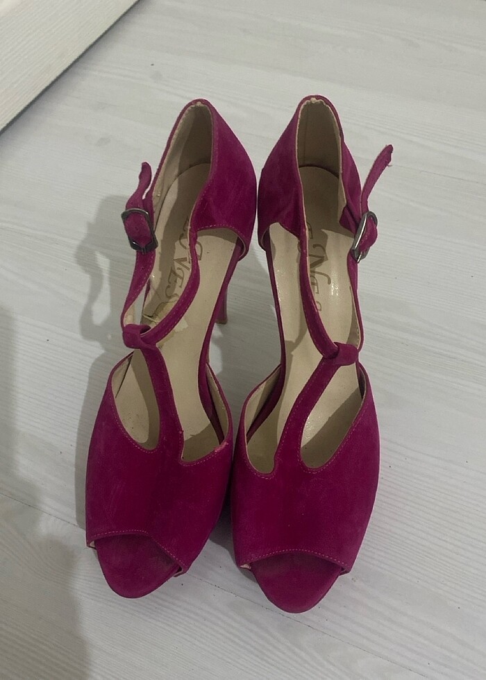 Topuklu süet pembe - Görsel 2