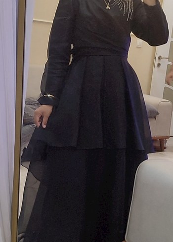 xl Beden siyah Renk Uzun Kollu Siyah Gotik Midi Elbise