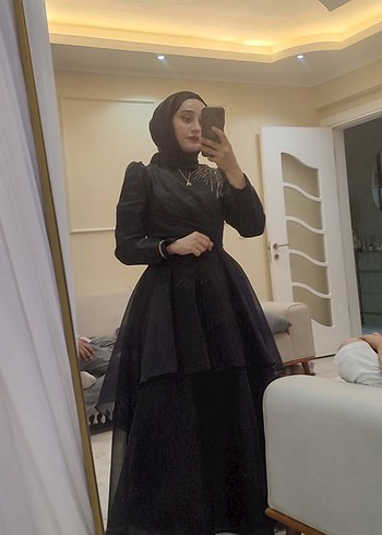 xl Beden Uzun Kollu Siyah Gotik Midi Elbise