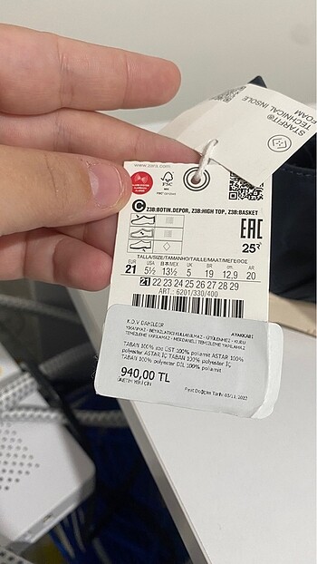 21 Beden Zara Marka 21 Numara Bebek Ayakkabısı