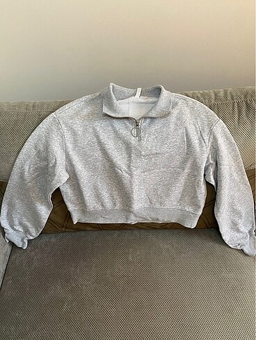 Fermuarlı crop sweatshirt