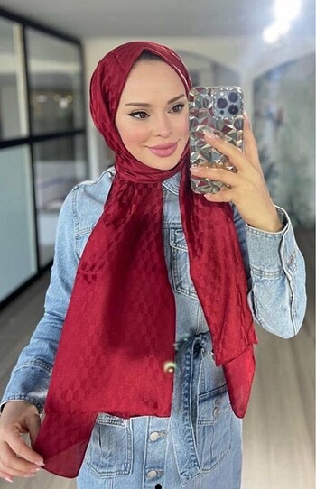 Beden Qoza Desen İpeksi Jakar Şal Bordo