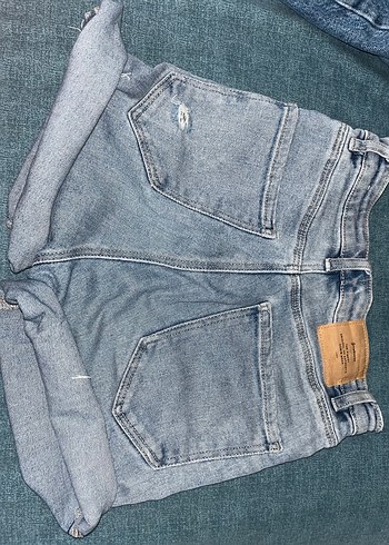 Tokalı Mavi Kadın Denim Şort - Görsel 3