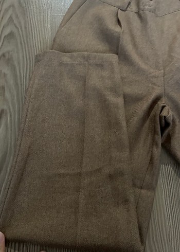 Zara Düğmeli Kahverengi Keten Kadın Pantolon