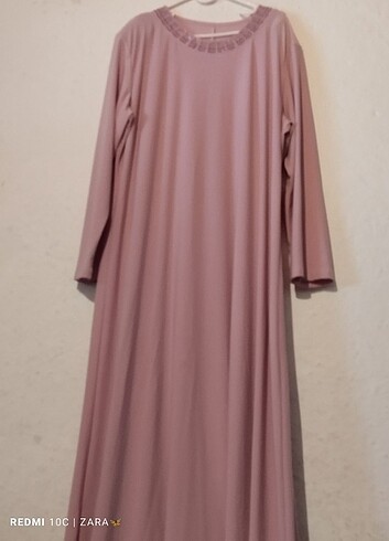 Kadın pembe tesettür elbise  - Görsel 5