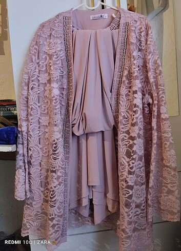 Kadın pembe tesettür elbise  - Görsel 6