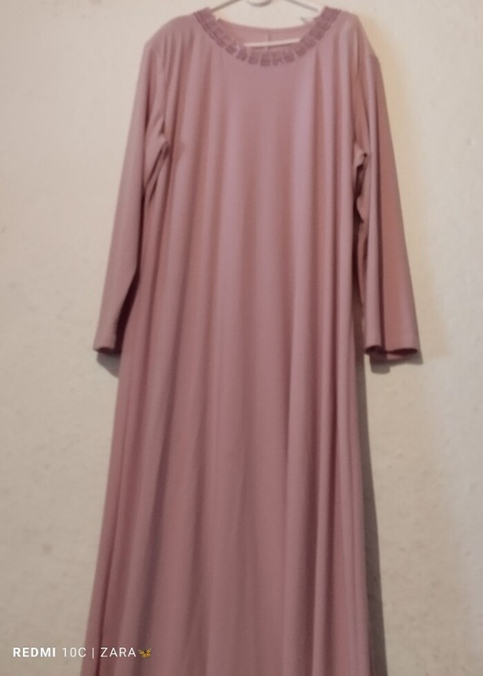 Kadın pembe tesettür elbise  - Görsel 5