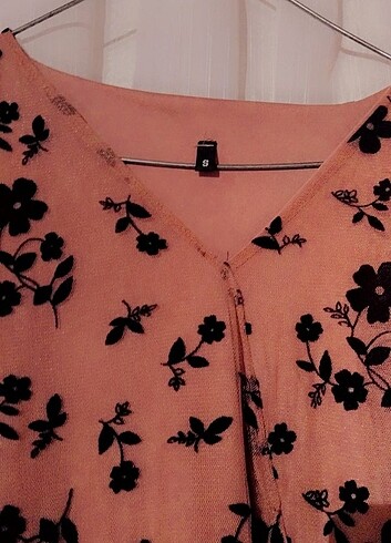 Kadın pembe çiçek desenli yaz elbisesi  - Görsel 7