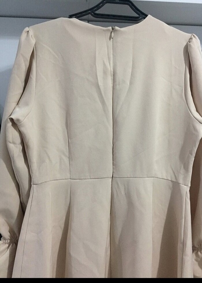 Kadın tesettür krem elbise - Görsel 3