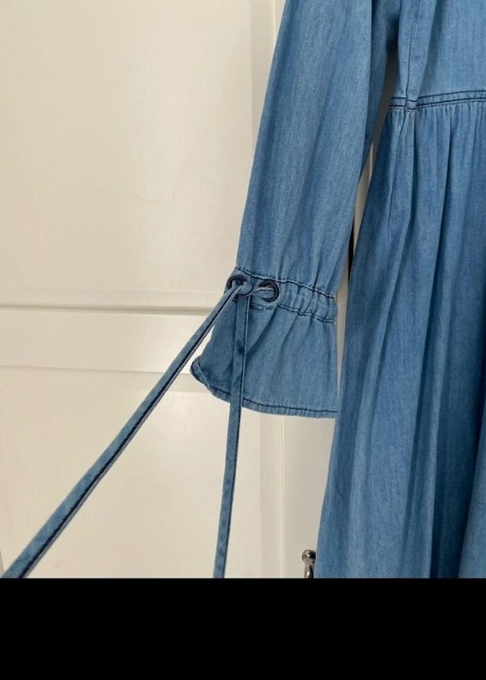 Mavi kot elbise - Görsel 3