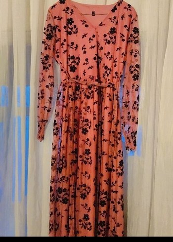 Diger Pembe Uzun Kollu Piliseli Elbise - Görsel 2