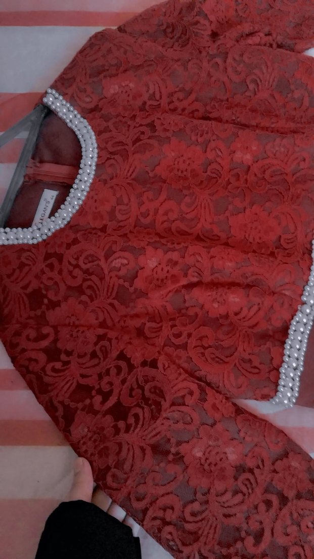 Bordo Uzun Kollu Drapeli Kadın Elbise - Görsel 3