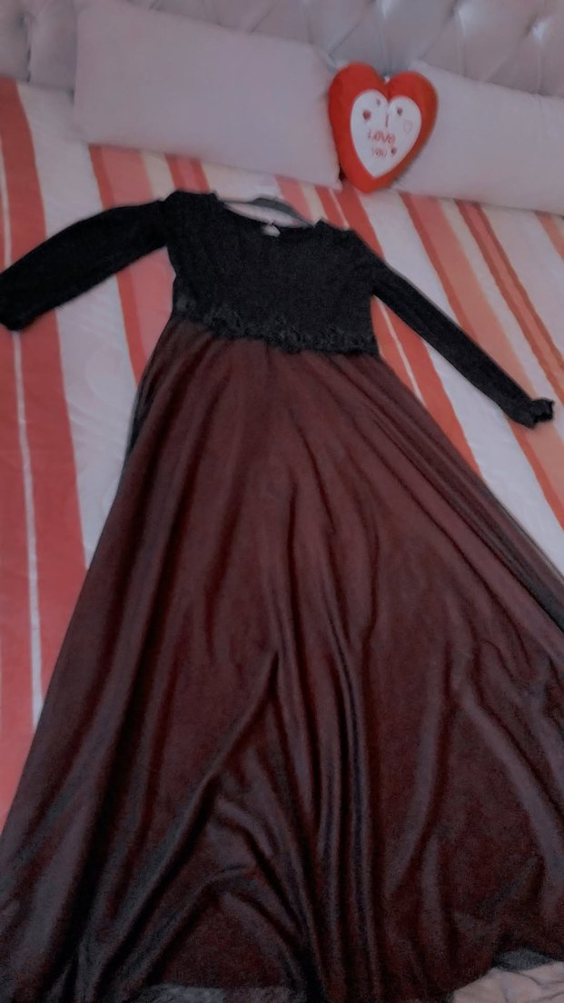 Bordo Uzun Kollu Drapeli Uzun Elbise - Görsel 2