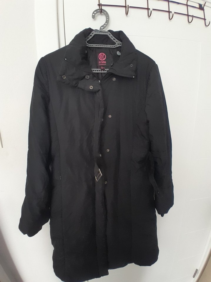 Kemerli Siyah Midi Kadın Kışlık Mont - Görsel 2