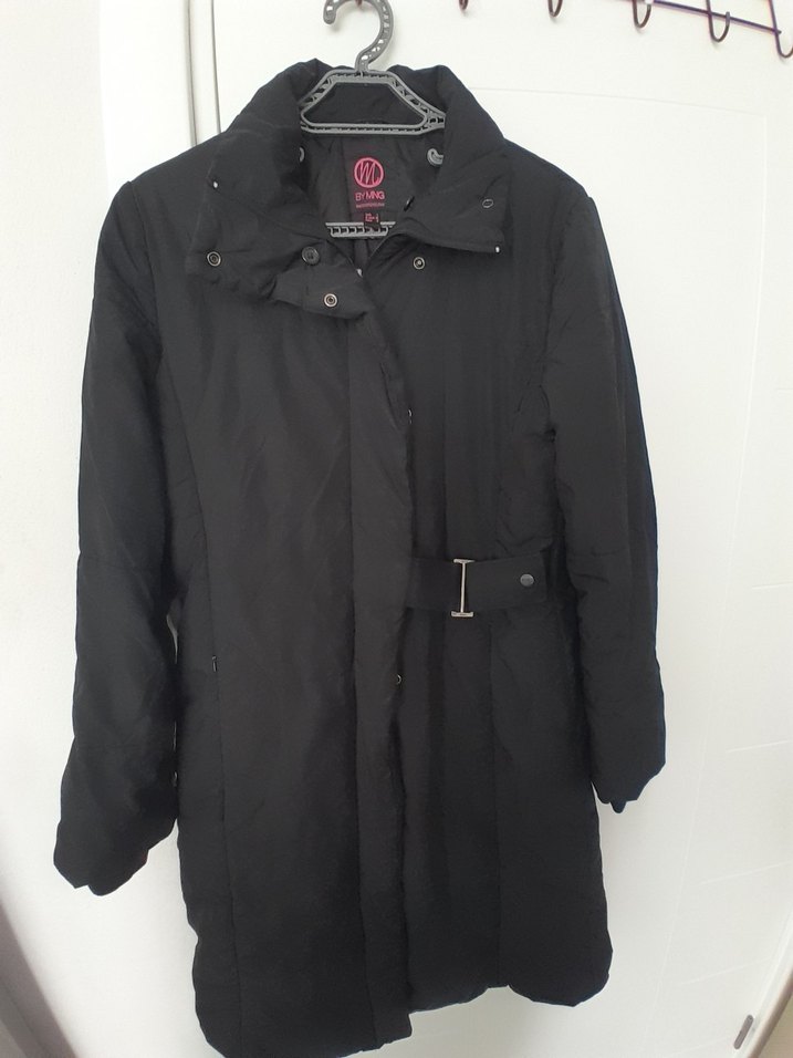 Kemerli Siyah Midi Kadın Kışlık Mont - Görsel 3