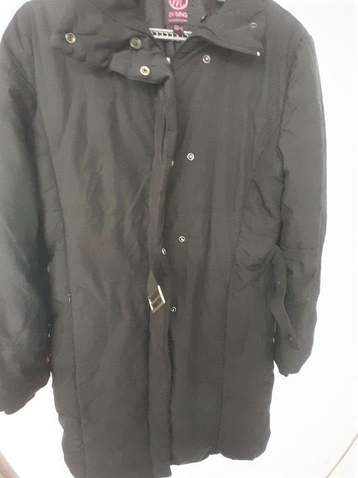 Kemerli Siyah Midi Kadın Kışlık Mont - Görsel 5