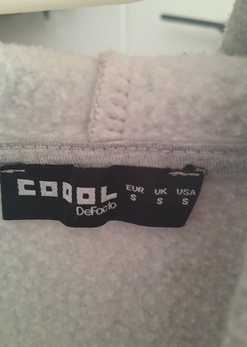 Kapüşonlu crop Gri Baskılı Fermuarlı Sweatshirt - Görsel 3