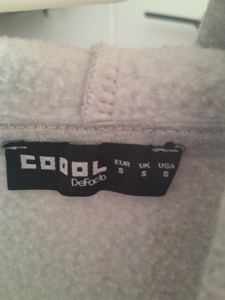 Kapüşonlu crop Gri Baskılı Fermuarlı Sweatshirt - Görsel 3