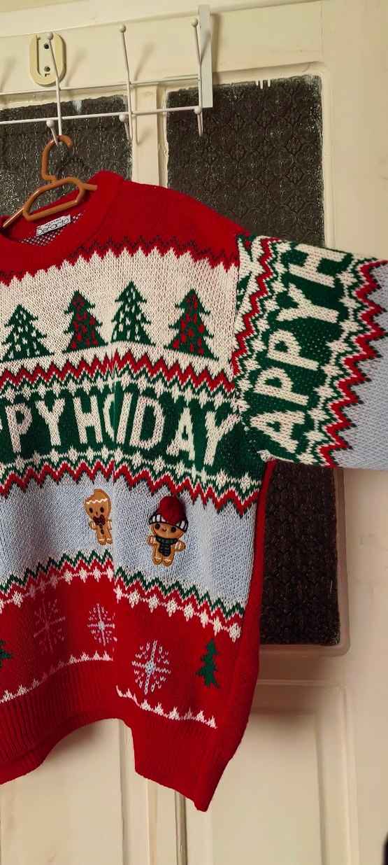 Renkli Nakışlı Yılbaşı Konseptli Kadın Triko Kazak - Görsel 2