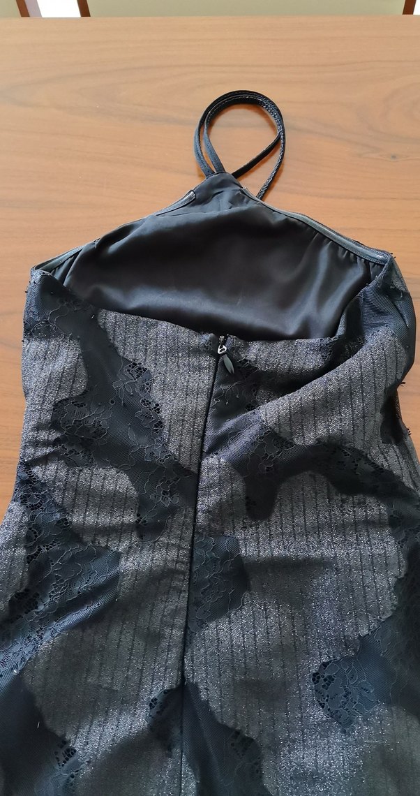 Siyah Dantel Detaylı Straplez Mini Elbise - Görsel 4