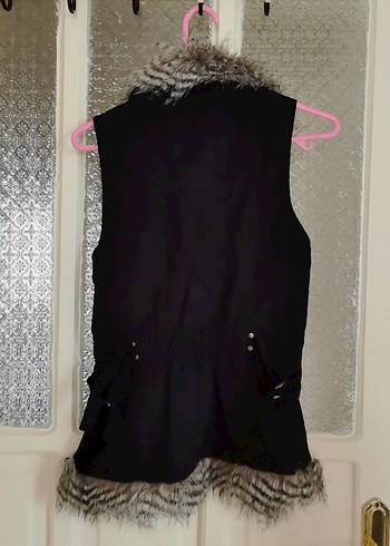 Kürk Detaylı Gri Midi Kadın Yelek - Görsel 2