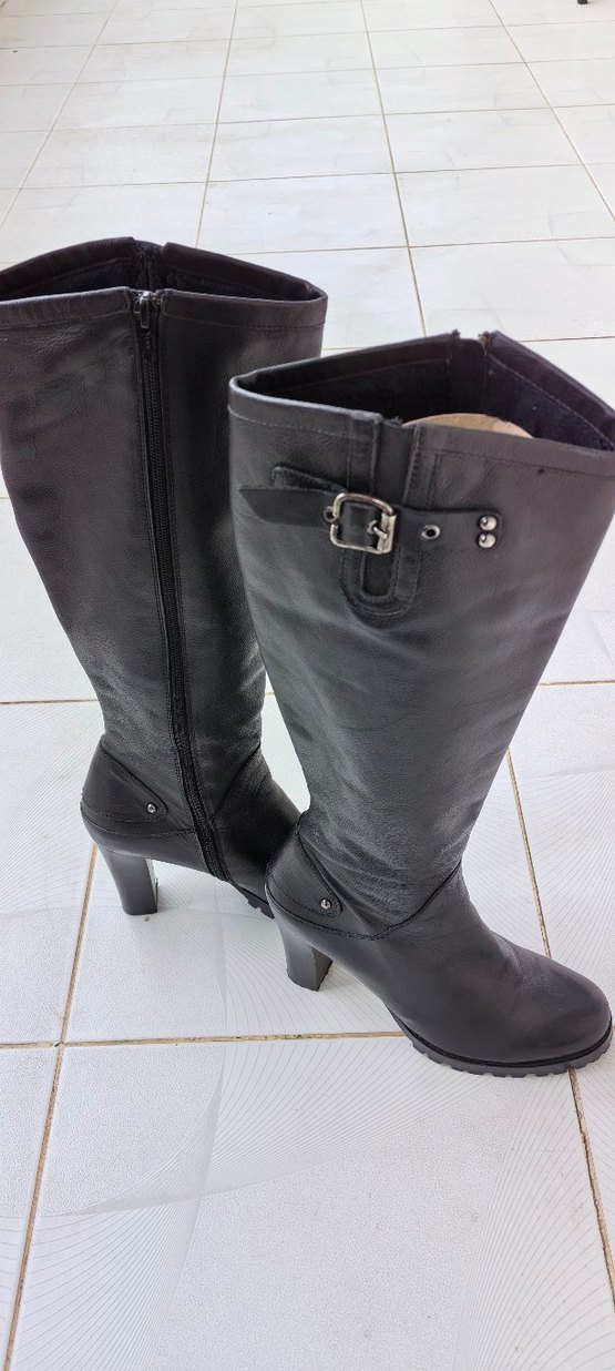 Kadın Siyah Hakiki Deri Topuklu Çizme - Görsel 3