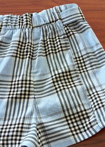 Bershka Tokalı Mavi Ekose Mini Etek - Görsel 3