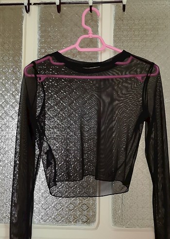 Şeffaf Siyah Gotik Uzun Kollu Bluz - Görsel 2