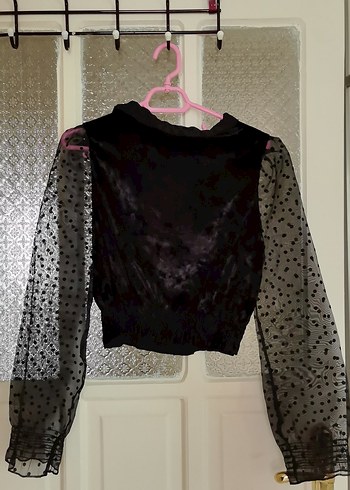 Puantiye Detaylı Siyah Bluz - Görsel 2