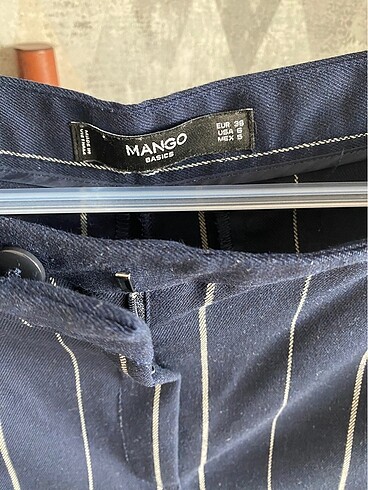 38 Beden Mango çizgili kumaş pantolon