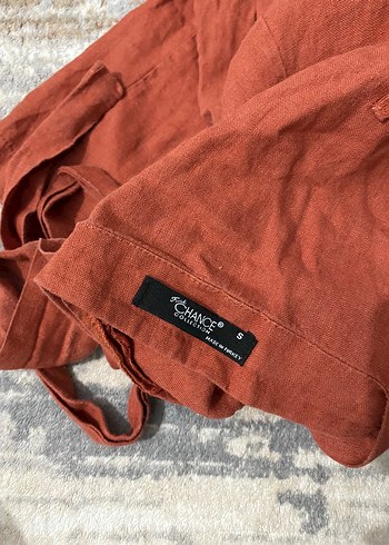 Düğmeli Kahverengi Keten Midi Tulum - Görsel 4