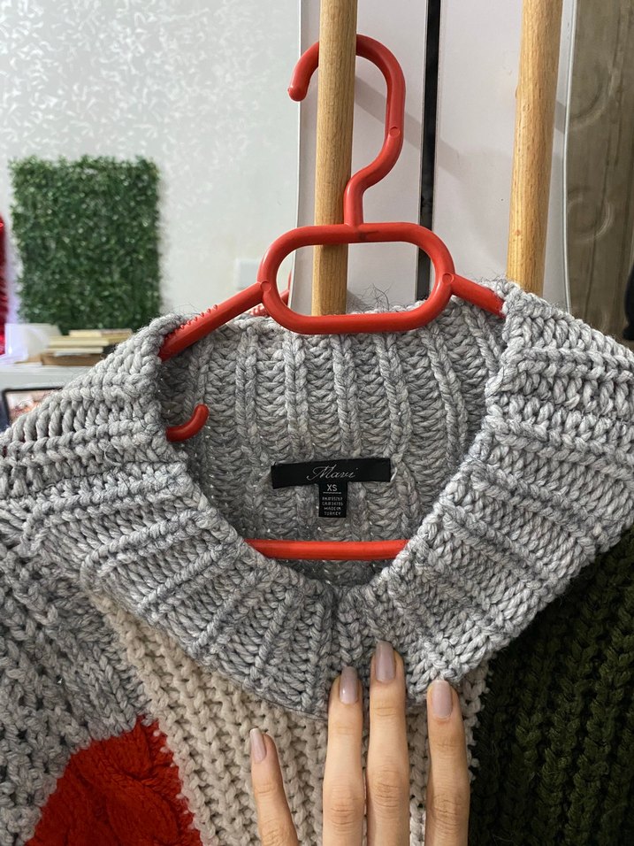 Bohem Çok Renkli Örgü Boğazlı Kadın Kazak - Görsel 3