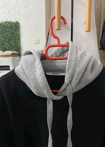 Gri Siyah Kapüşonlu Salaş Sweatshirt - Görsel 3