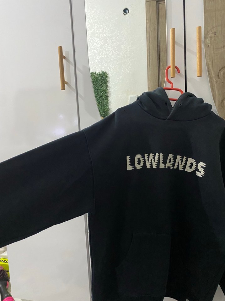 Siyah Baskılı Kapüşonlu Oversize Sweatshirt - Görsel 3