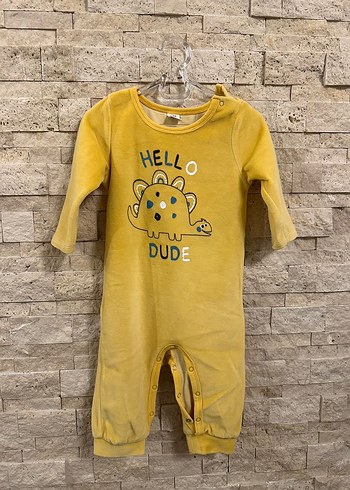 Sarı, Uzun Kollu kadife Erkek Bebek tulum - Görsel 7