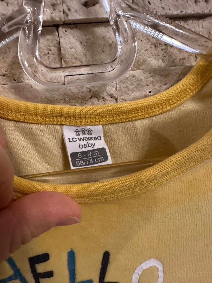 Sarı, Uzun Kollu kadife Erkek Bebek tulum - Görsel 5