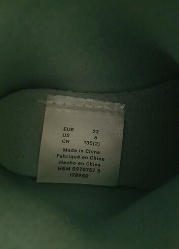 22 Beden turkuaz Renk H&M bebek yağmur botu