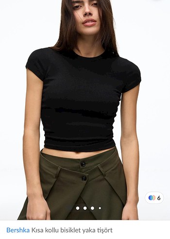 Bershka Siyah Bisiklet Yaka Kisa Kollu Tisort