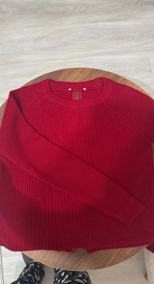 Kırmızı Kadın Triko Kazak - Görsel 2